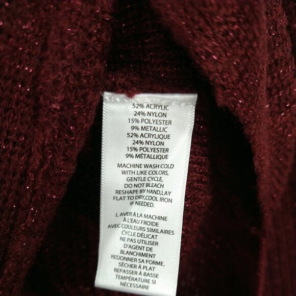 Beach Lunch Lounge Luna Sweater Women Size S Burgundy Red Metallic Long Slv NEW - Picture 6 of 7